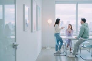 Un equipo conversando en el trabajo, donde se ponen en juego las soft skills